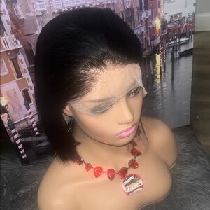 Sleek Black Lace Front Bob  10” 100%?human hair